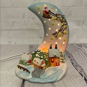 Ceramic Santa Sleigh Moon Lamp/Light